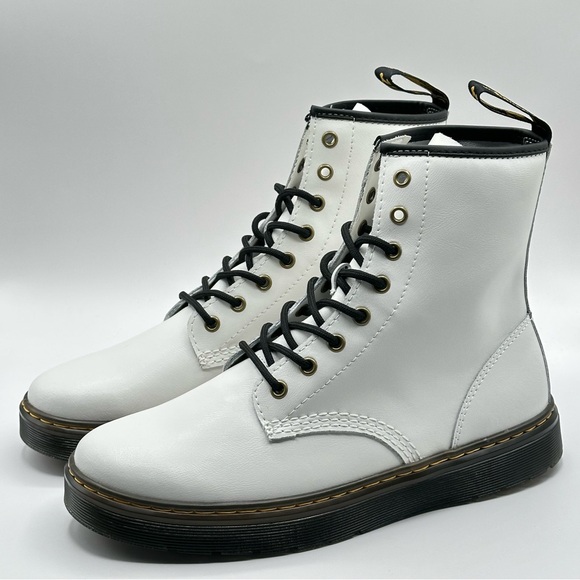 Dr. Martens Shoes - Unisex Dr. Martens Zavala White Leather Combat Boot Women’s Size 11=Men 10 New